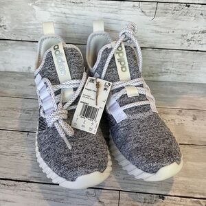 Adidas Heather Gray and White Knit Sneakers